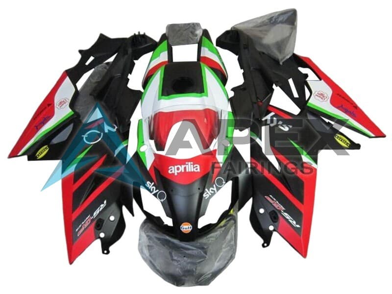 White Red Green Glossy Black - Aprilia RS4 50 / RS50 (2011-2017) ABS Fairings — Style FE33 | Apex Fairings