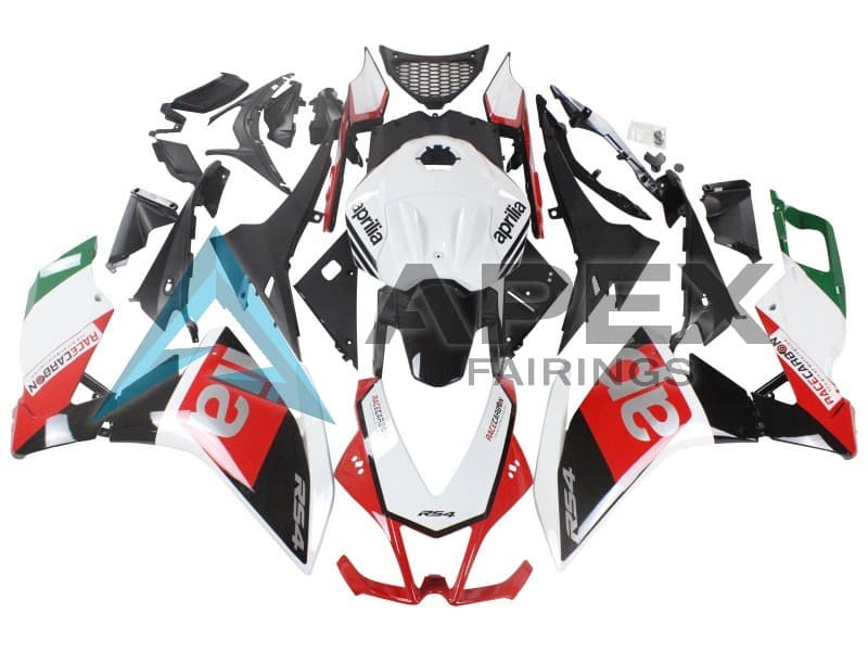 White Red Green Glossy Black - Aprilia RS4 50 / RS50 (2011-2017) ABS Fairings — Style FE34 | Apex Fairings