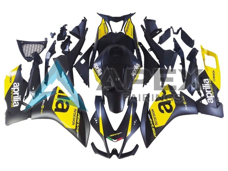 Yellow Matte Black - Aprilia RS4 50 / RS50 (2011-2017) ABS Fairings — Style FE46 | Apex Fairings