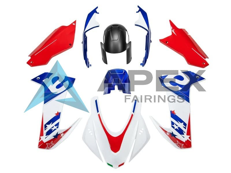 White Blue Red - Aprilia RS660 (2020-2024) ABS Fairings — Style FE12 | Apex Fairings