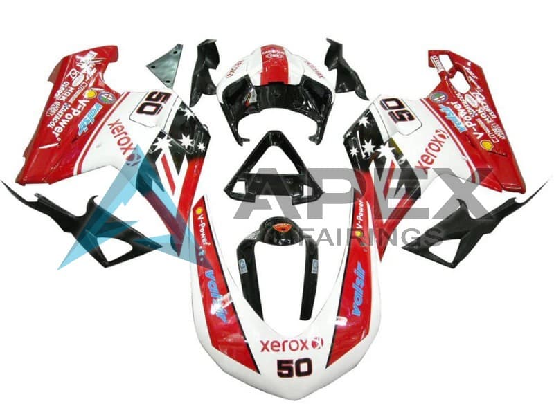 White Red Glossy Black Valsir Xerox - Ducati 1098 (2007-2009) ABS Fairings — Style FE81 | Apex Fairings
