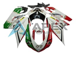 White Red Green Accossato - Ducati 1098 (2007-2009) ABS Fairings | Apex Fairings — view 1