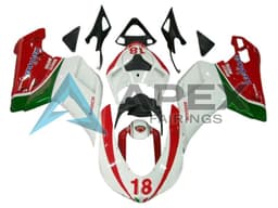 White Red Green 18 - Ducati 1198 (2009-2011) ABS Fairings | Apex Fairings — view 1