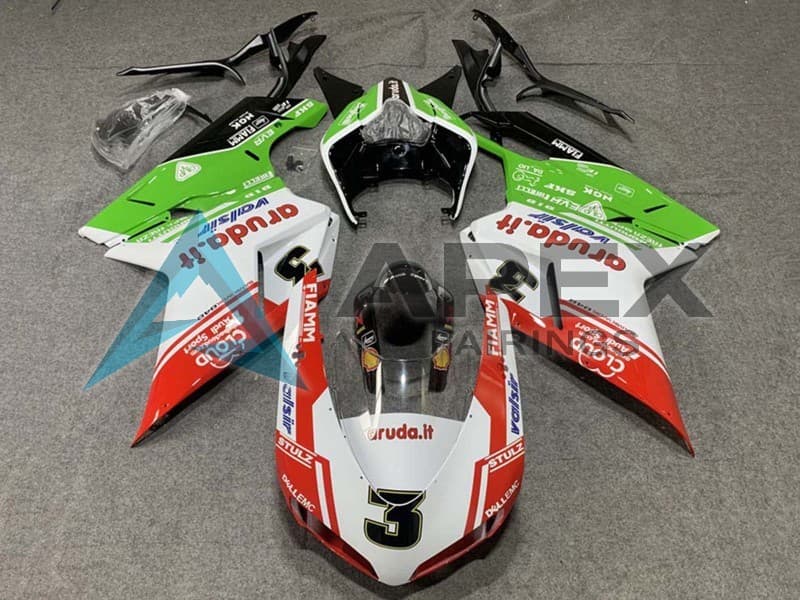 White Red Green Valsir 3 - Ducati 1198 (2009-2011) ABS Fairings | Apex Fairings