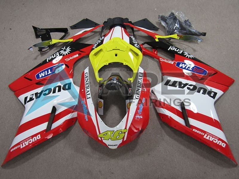 White Yellow Red Generali 46 - Ducati 1198 (2009-2011) ABS Fairings | Apex Fairings