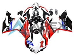 White Red Glossy Black Unibat Flex-Box - Ducati 1299 Panigale (2015-2018) ABS Fairings — Style FE26 | Apex Fairings — view 1