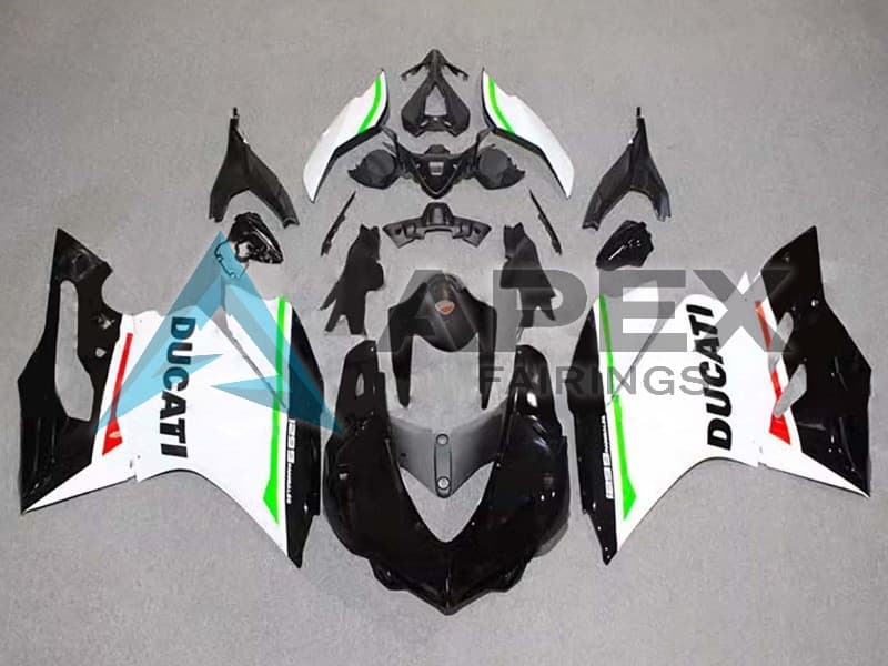 White Red Green Glossy Black - Ducati 1299 Panigale (2015-2018) ABS Fairings — Style FE28 | Apex Fairings