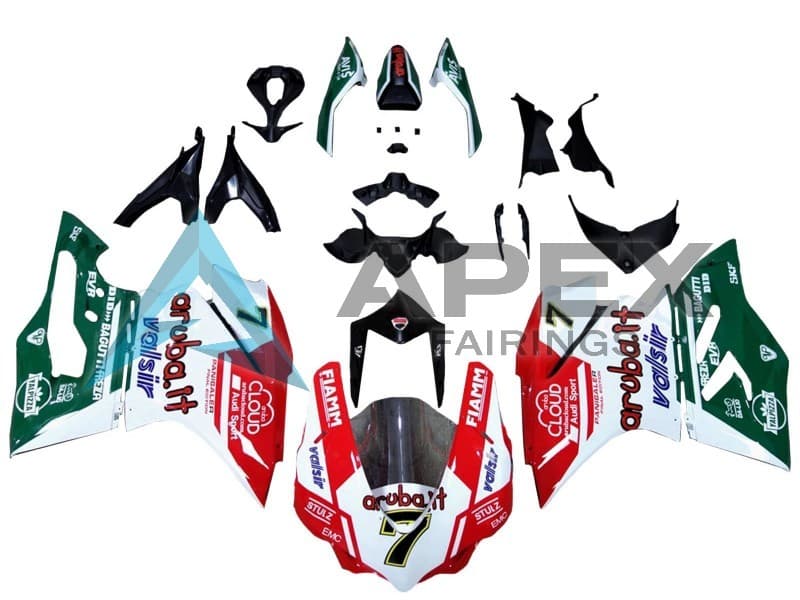 White Red Green Valsir Fiamm 7 - Ducati 1299 Panigale (2015-2018) ABS Fairings | Apex Fairings
