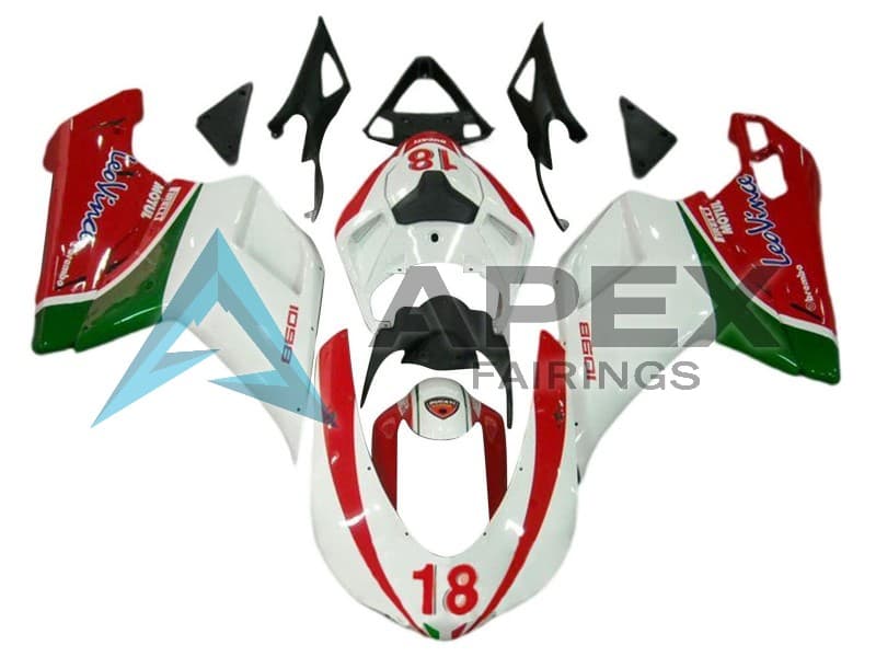 White Red Green 18 - Ducati 848 (2007-2014) ABS Fairings | Apex Fairings