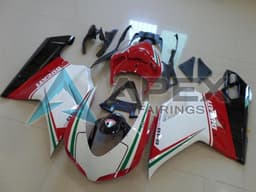 White Red Green Glossy Black - Ducati 848 (2007-2014) ABS Fairings — Style FE91 | Apex Fairings — view 1
