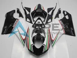 White Red Green Glossy Black - Ducati 848 (2007-2014) ABS Fairings — Style FE92 | Apex Fairings — view 1