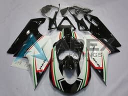 White Red Green Glossy Black - Ducati 848 (2007-2014) ABS Fairings — Style FE93 | Apex Fairings — view 1