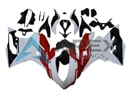 White Red Glossy Black - Ducati 959 Panigale (2016-2019) ABS Fairings — Style FE26 | Apex Fairings — view 1