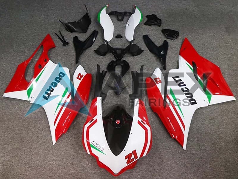 White Red Green Glossy Black 21 - Ducati 959 Panigale (2016-2019) ABS Fairings | Apex Fairings