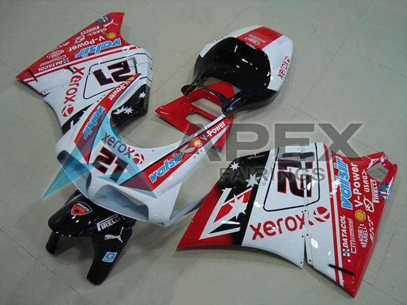 White Red Glossy Black Valsir Xerox 21 - Ducati 996 996S (1999-2002) ABS Fairings | Apex Fairings