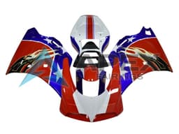 White Red Blue Black Flame - Ducati 998 (2002-2004) ABS Fairings | Apex Fairings — view 1