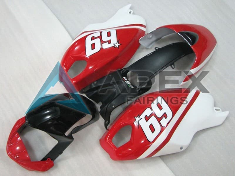 White Red Glossy Black 69 - Ducati Monster 696 (2008-2014) ABS Fairings — Style FE34 | Apex Fairings