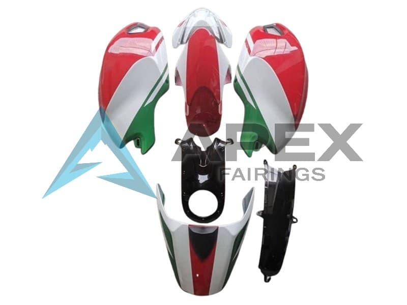 White Red Green - Ducati Monster 796 (2010-2014) ABS Fairings — Style FE27 | Apex Fairings
