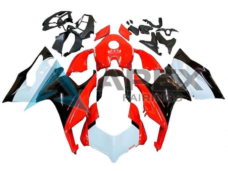 White Red Glossy Black - Ducati Panigale V2 (2020-2024) ABS Fairings — Style FE18 | Apex Fairings