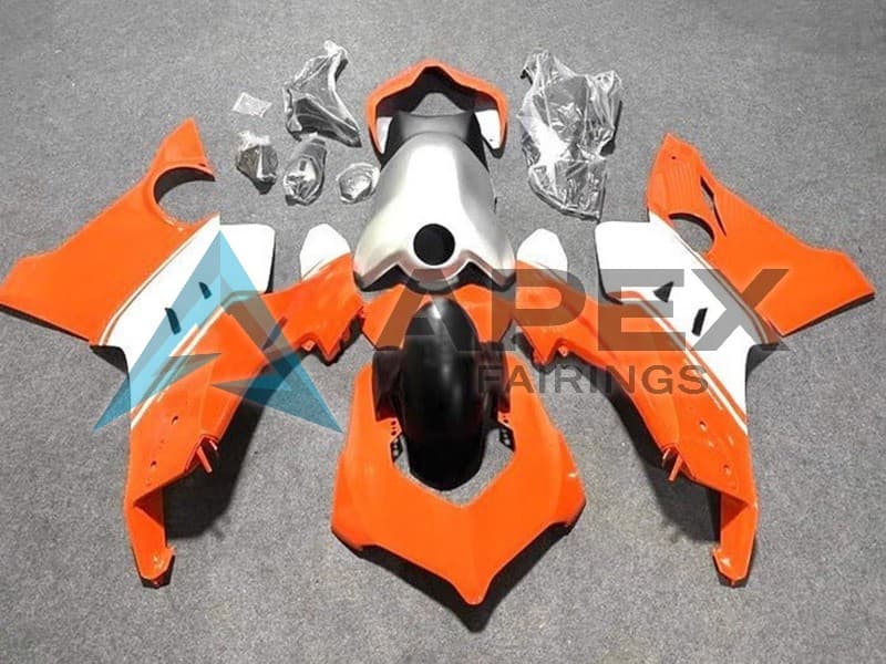White Silver Orange - Ducati Panigale V4 (2020-2021) ABS Fairings | Apex Fairings