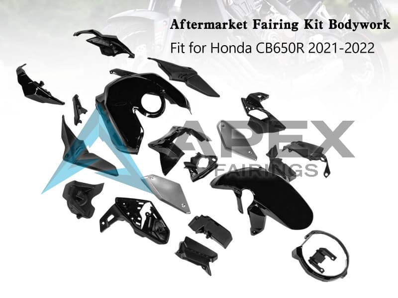 Glossy Black - Honda CB650R (2019-2023) ABS Fairings | Apex Fairings