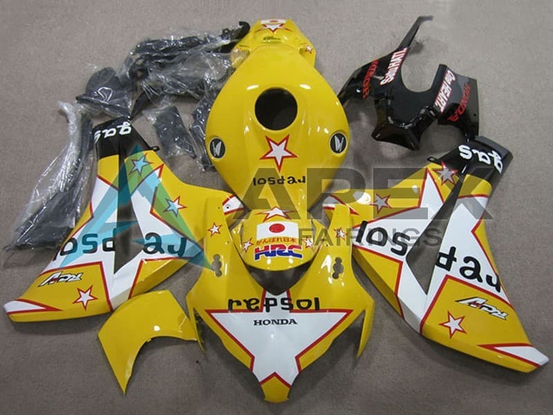 Yellow White Glossy Black Star Repsol HRC - Honda CBR1000RR Fireblade SC59 (2008-2011) ABS Fairings | Apex Fairings