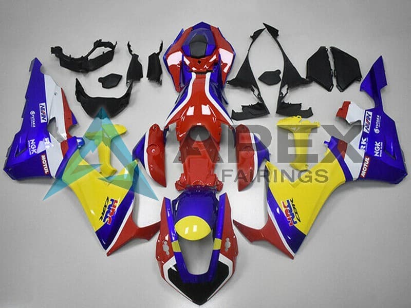 White Red Blue Yellow HRC - Honda CBR1000RR Fireblade SC77 (2017-2026) ABS Fairings — Style FE128 | Apex Fairings