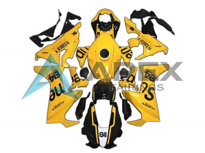Yellow Glossy Black Supreme 84 - Honda CBR1000RR Fireblade SC77 (2017-2026) ABS Fairings | Apex Fairings