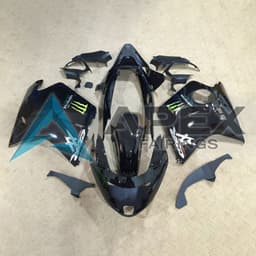 Black with White CBRXX and Monster - Honda CBR1100XX SuperBlackBird (1996-2007) ABS Fairings | Apex Fairings — view 1