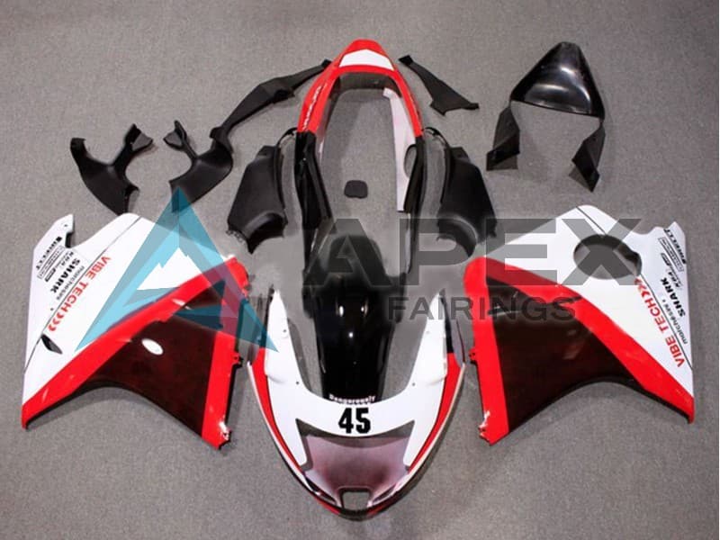 White Red Glossy Black - Honda CBR1100XX Super Blackbird SC35 (1996-2007) ABS Fairings | Apex Fairings