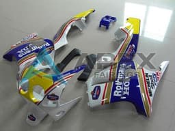 White Yellow Blue Rothmans - Honda CBR250R MC19 (1988-1989) ABS Fairings | Apex Fairings — view 1