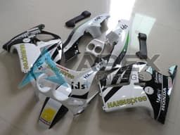 White Yellow Glossy Black Hannspree - Honda CBR250R MC19 (1988-1989) ABS Fairings | Apex Fairings — view 1