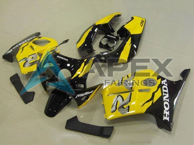 Yellow Glossy Black - Honda CBR250R MC19 (1988-1989) ABS Fairings | Apex Fairings