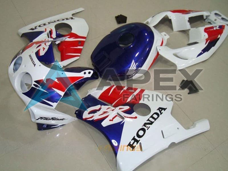 White Red Blue - Honda CBR250RR MC22 (1990-1996) ABS Fairings — Style FE44 | Apex Fairings