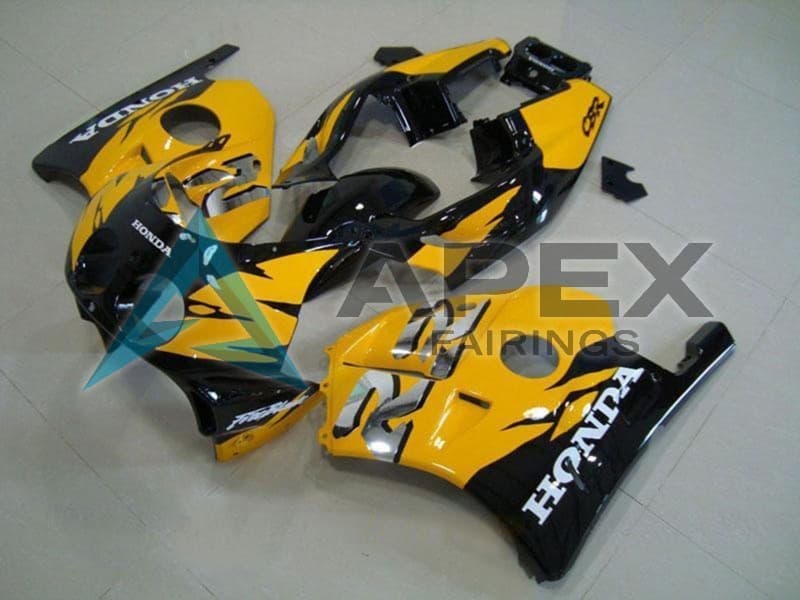 Yellow Glossy Black - Honda CBR250RR MC22 (1990-1996) ABS Fairings — Style FE56 | Apex Fairings