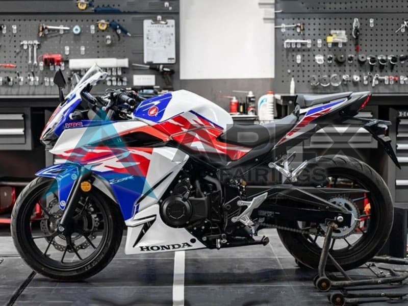 White Red Blue - Honda CBR400R (2019-2023) ABS Fairings — Style FE9 | Apex Fairings