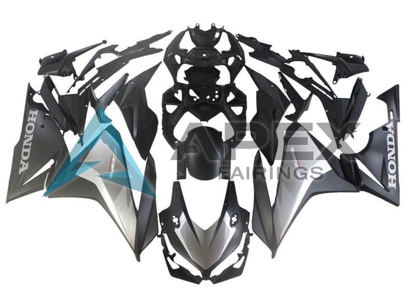 Silver Grey Matte Black - Honda CBR500R (2019-2023) ABS Fairings — Style FE38 | Apex Fairings