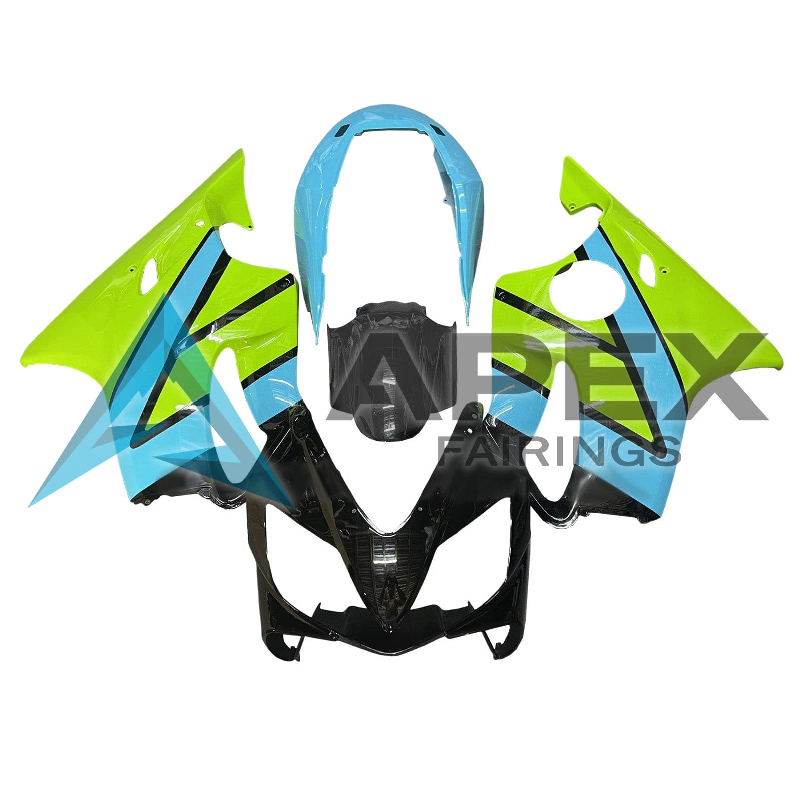 Green & Blue & Black - Honda CBR600 F4i (2004-2007) ABS Fairings | Apex Fairings