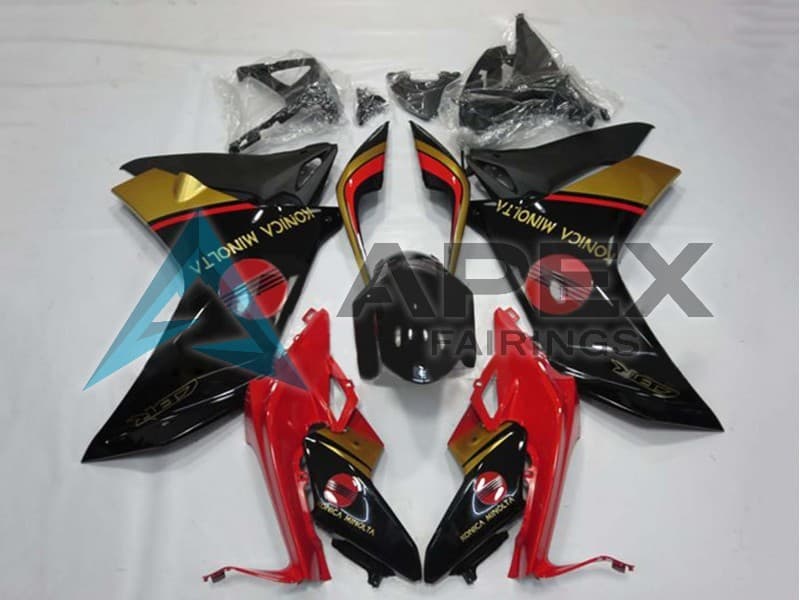 Red Gold Glossy Black Konica Minolta - Honda CBR600F (2011-2013) ABS Fairings | Apex Fairings