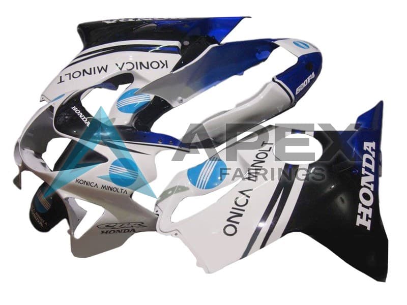 White Blue Glossy Black Konica Minolta - Honda CBR600 F4 (1999-2000) ABS Fairings — Style FE21 | Apex Fairings