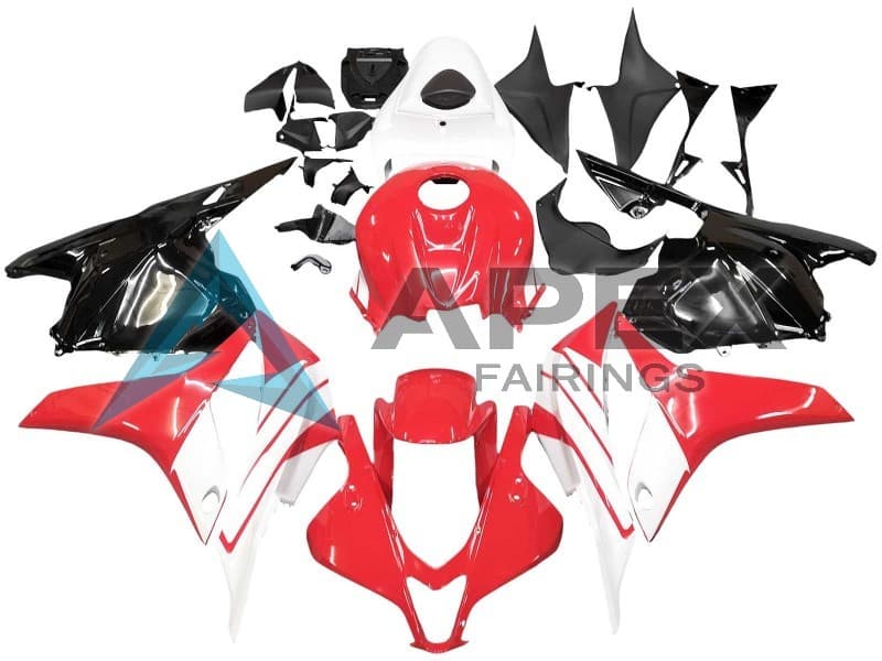 White Red Glossy Black - Honda CBR600RR (2009-2012) ABS Fairings — Style FE202 | Apex Fairings