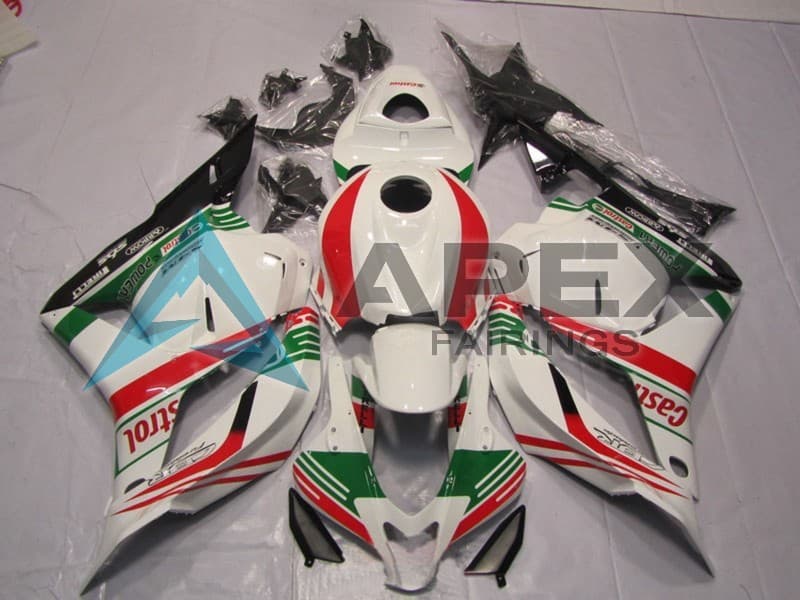 White Red Green Castrol - Honda CBR600RR (2009-2012) ABS Fairings — Style FE209 | Apex Fairings