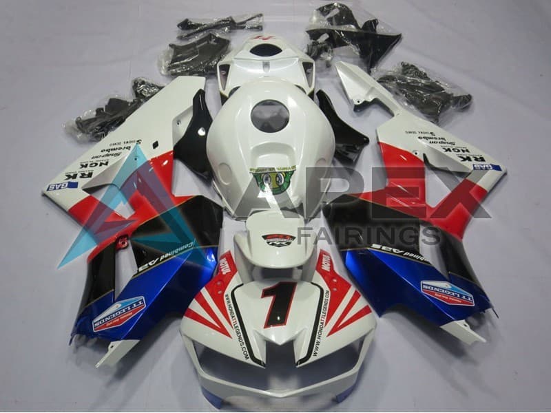 White Red Blue Black Number 1 - Honda CBR600RR USA Spec (2013-2026) ABS Fairings | Apex Fairings