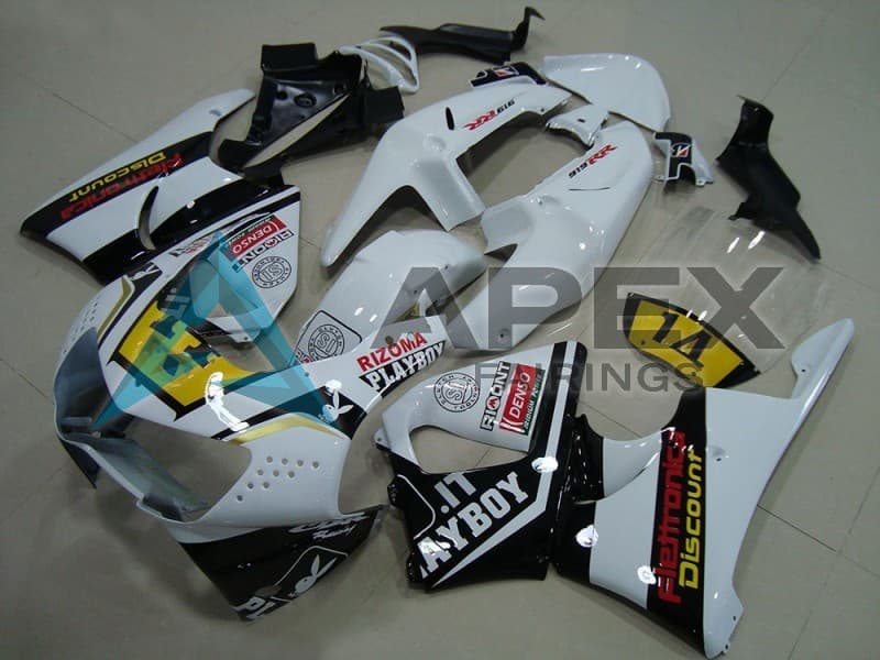 White Yellow Glossy Black Playboy 14 - Honda CBR900RR CBR919RR SC33 (1998-1999) ABS Fairings | Apex Fairings
