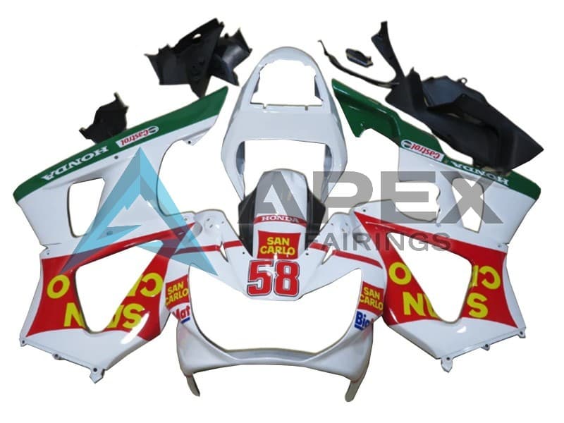 White Red Green Castrol San Carlo - Honda CBR900RR CBR929RR SC44 (2000-2001) ABS Fairings | Apex Fairings