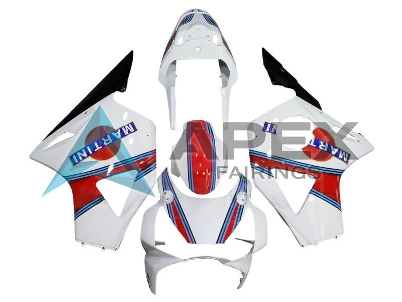White Red Blue Glossy Black Martini - Honda CBR900RR CBR954RR SC50 (2002-2003) ABS Fairings | Apex Fairings