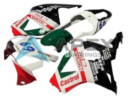 White Red Green Glossy Black Castrol - Honda CBR900RR CBR954RR SC50 (2002-2003) ABS Fairings | Apex Fairings — view 2