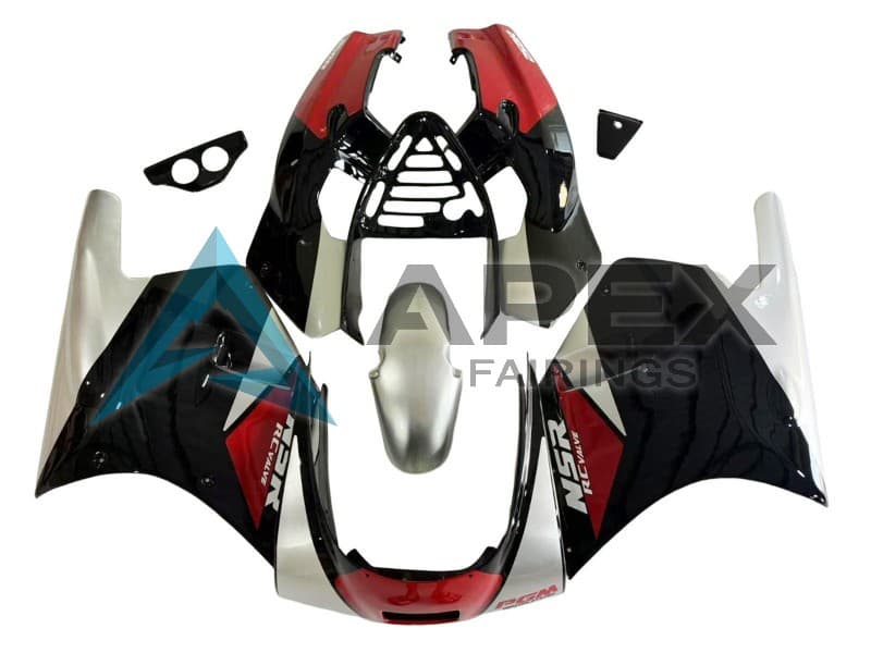 Silver Red Glossy Black - Honda NSR250R MC28 (1988-1989) ABS Fairings | Apex Fairings