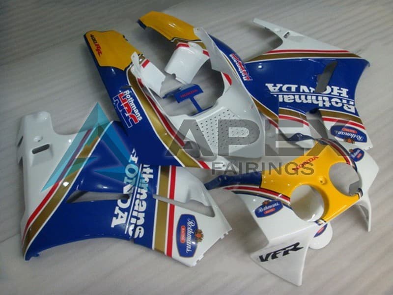 White Blue Yellow Rothmans - Honda VFR400R NC30 (1988-1992) ABS Fairings | Apex Fairings