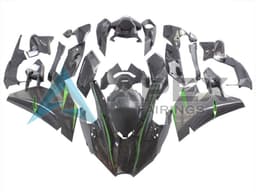 Black Carbon Fiber Green - Kawasaki Ninja H2 (2015-2022) ABS Fairings | Apex Fairings — view 1